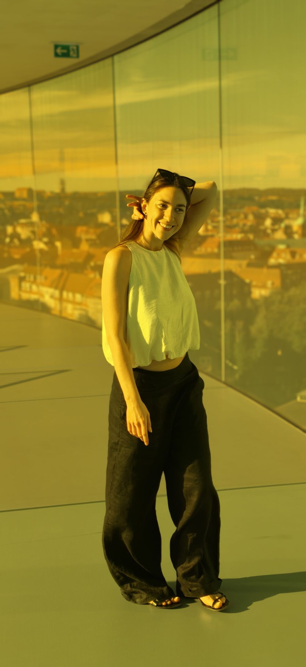 Olga at the ARoS rainbow panorama